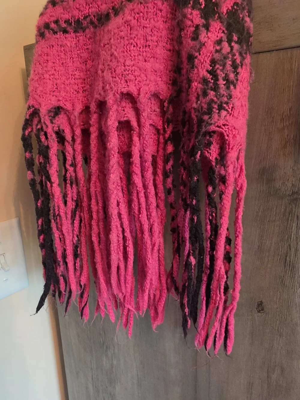 Juicy Couture Pink, Black & Orange Bouclé Scarf